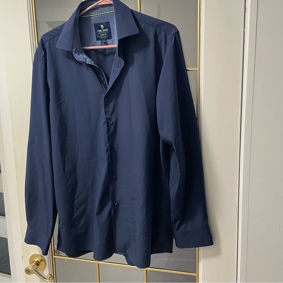 Tom Blaine Large  Men's Deep Blue Button Down Shirt - Picture 4 of 10